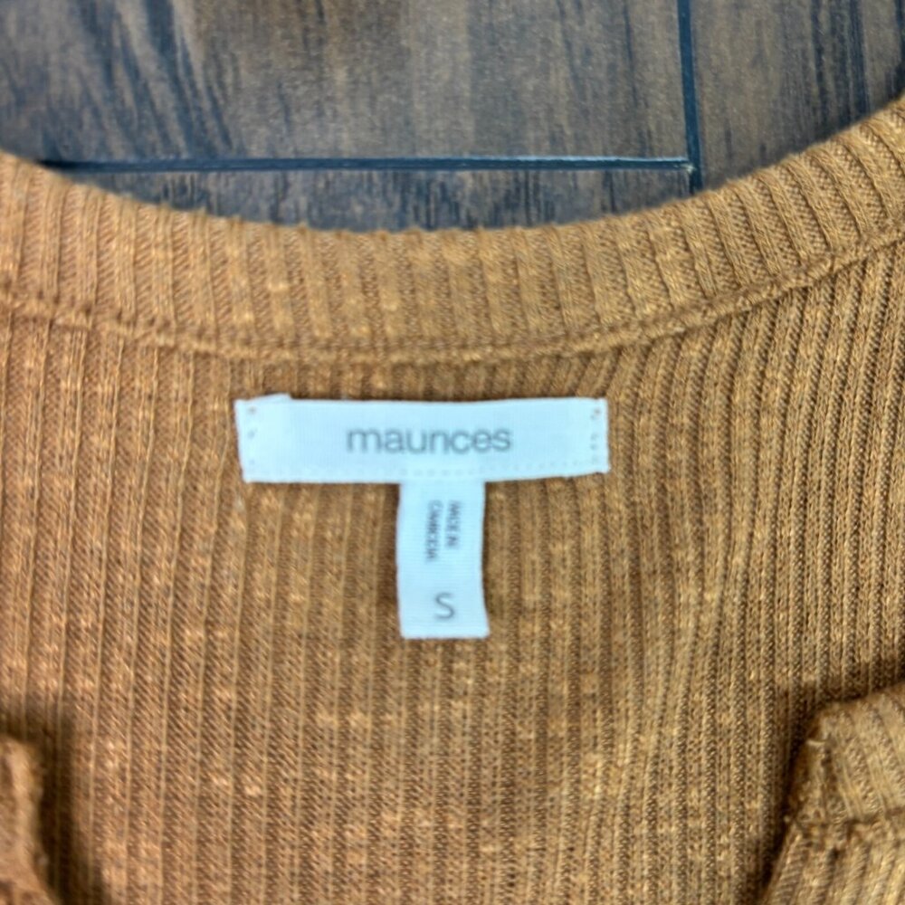 Maurices Top Small Brown‎ Ribbed Knit Long Sleeve Casual Shirt Women's - Picture 10 of 11